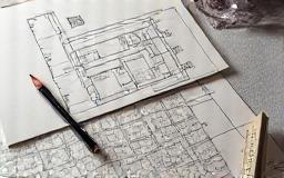 Architectural sketch featuring custom tile patterns